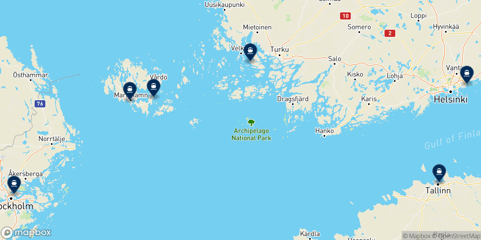 Carte des destinations Tallink Silja Line