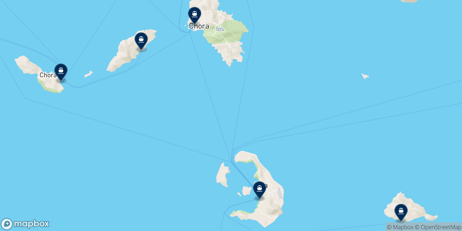 Carte des destinations Maistros Santorini