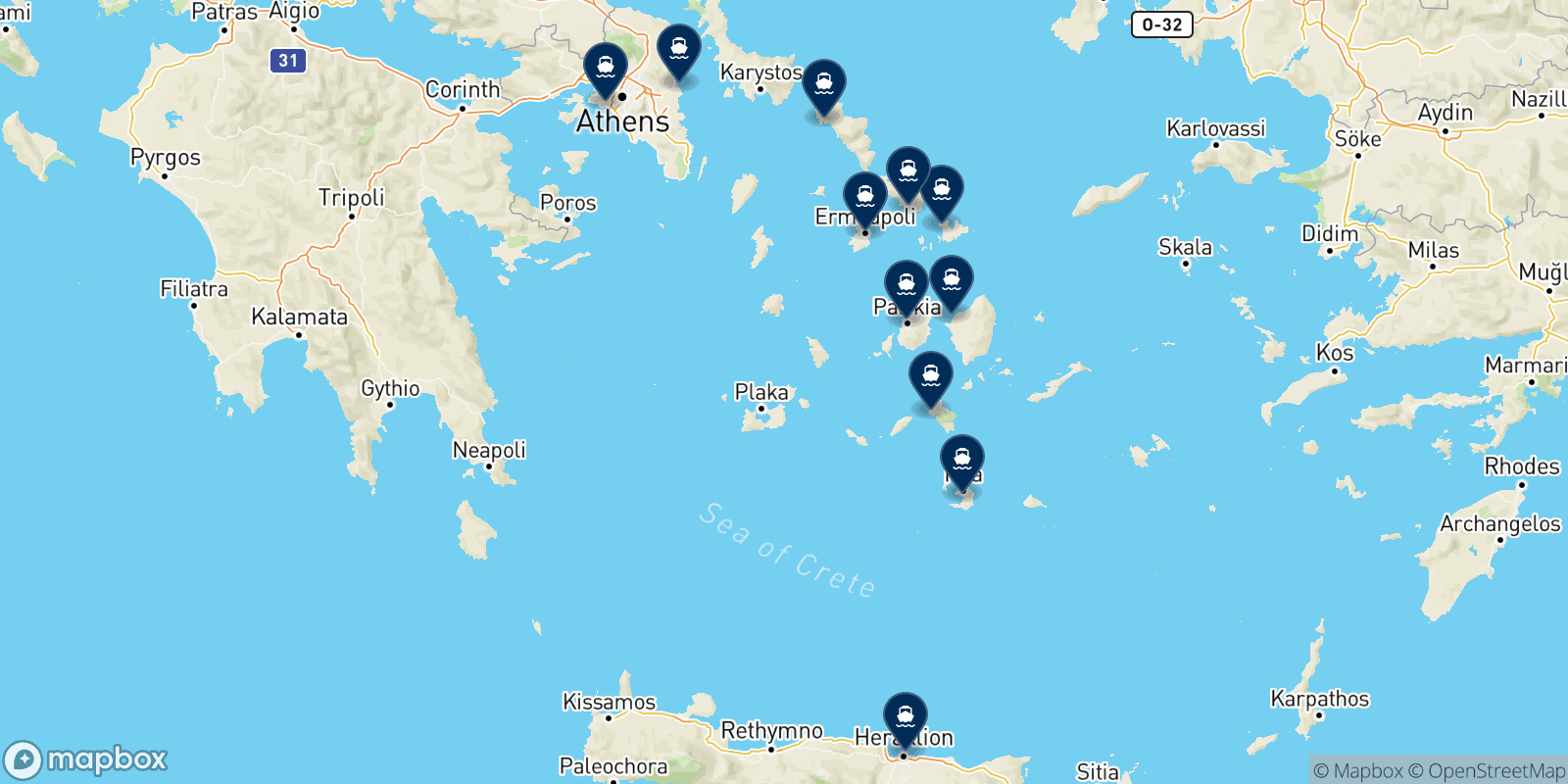 Carte des destinations Fast Ferries