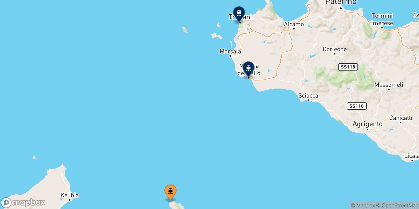 Carte des destinations de Pantelleria