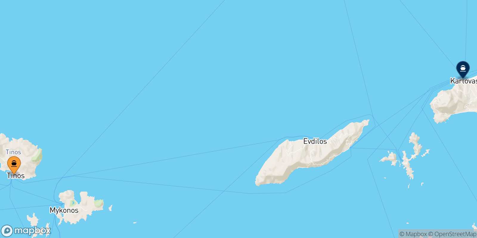 Carte des traverséesTinos Karlovassi (Samos)