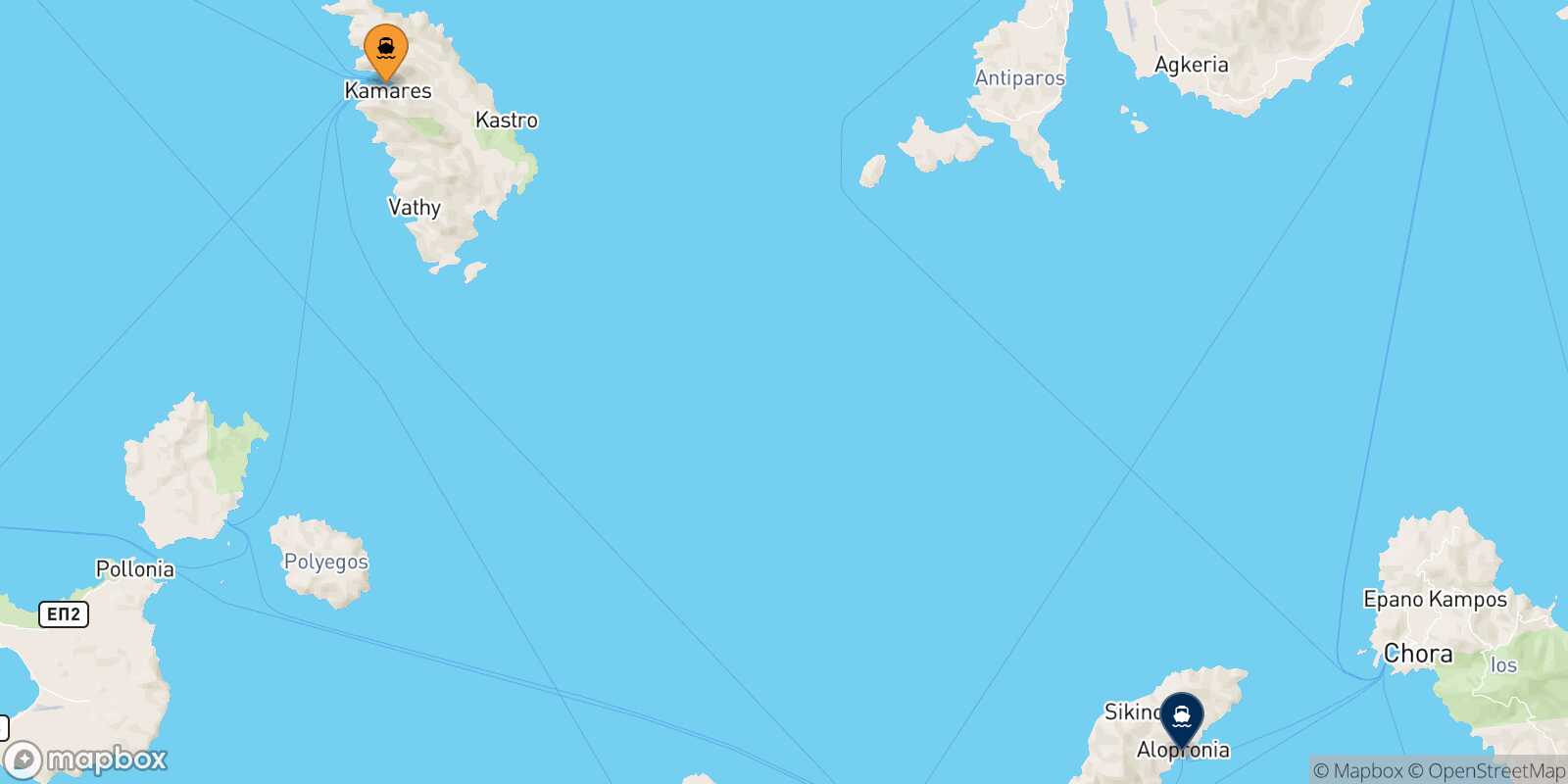 Carte des traverséesSifnos Sikinos