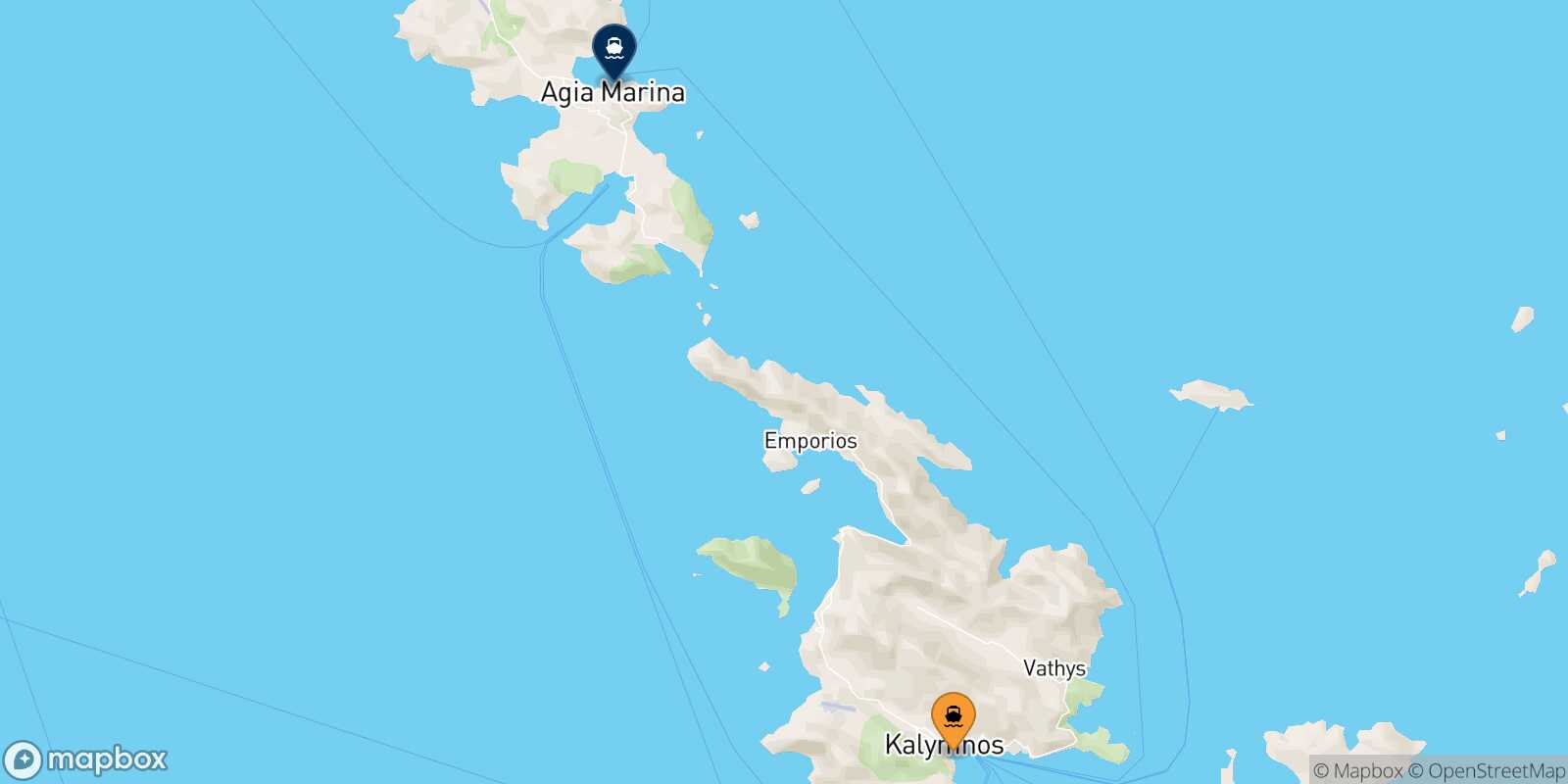 Carte des traverséesKalymnos Leros