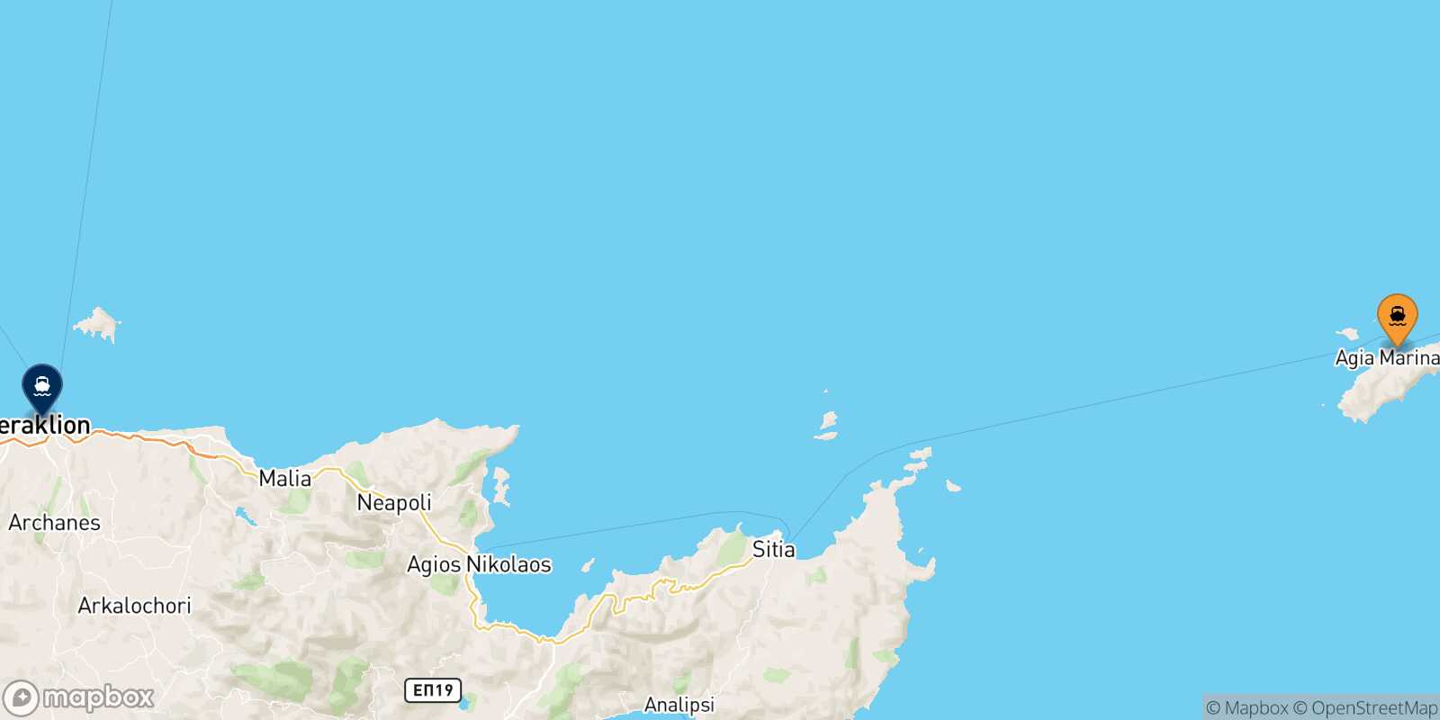 Carte des traverséesKassos Heraklion