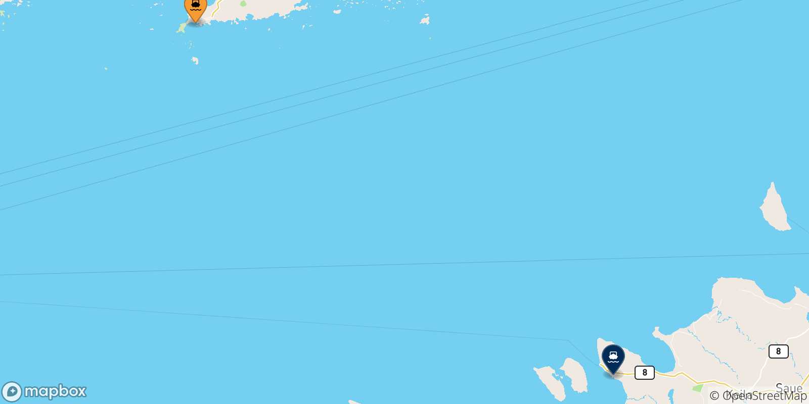 Carte des traversées possibles entre la Finlande et Paldiski