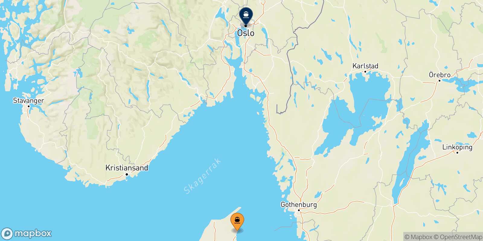 Carte des traverséesFrederikshavn Oslo