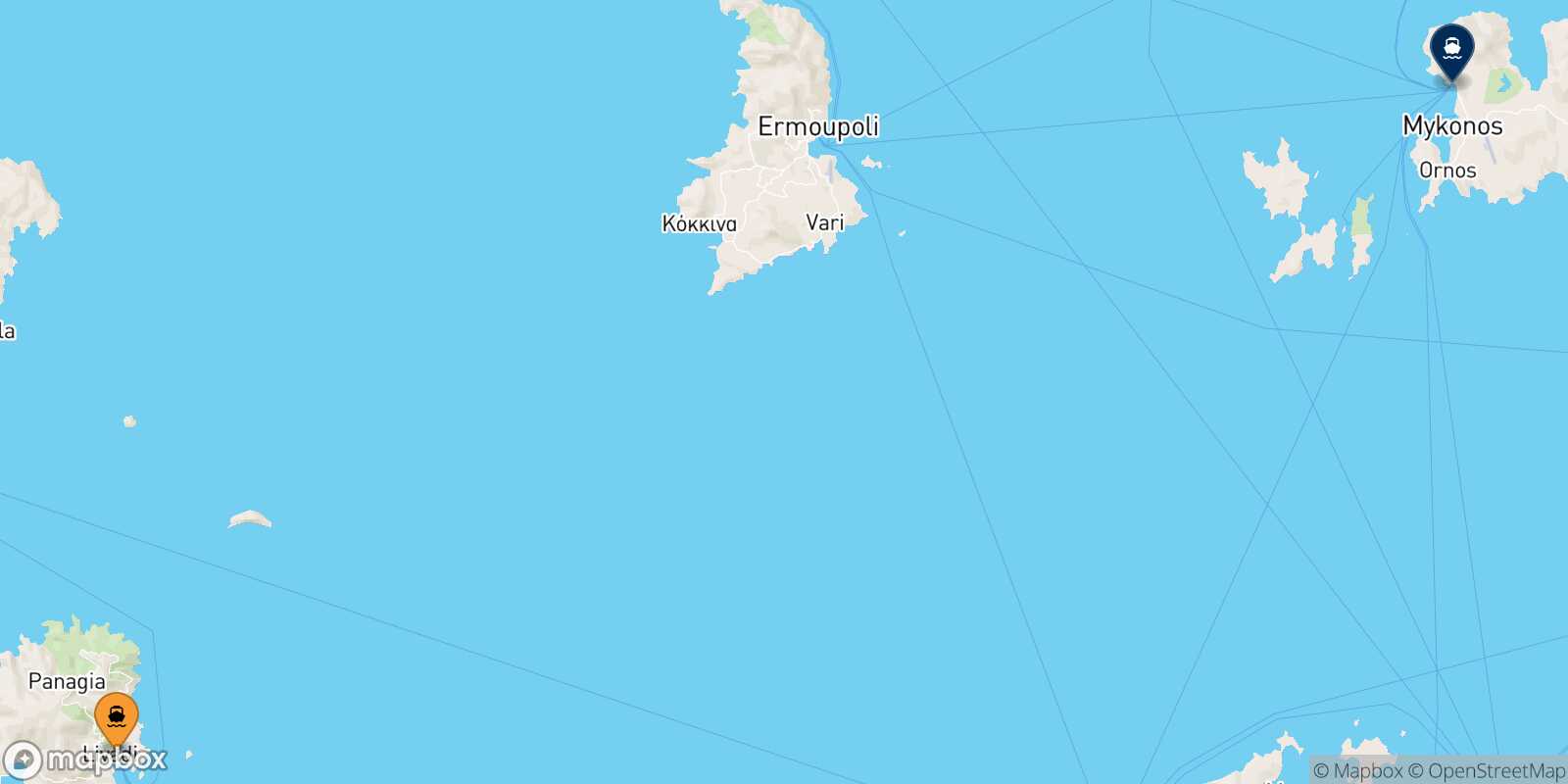 Carte des traverséesSérifos Mykonos