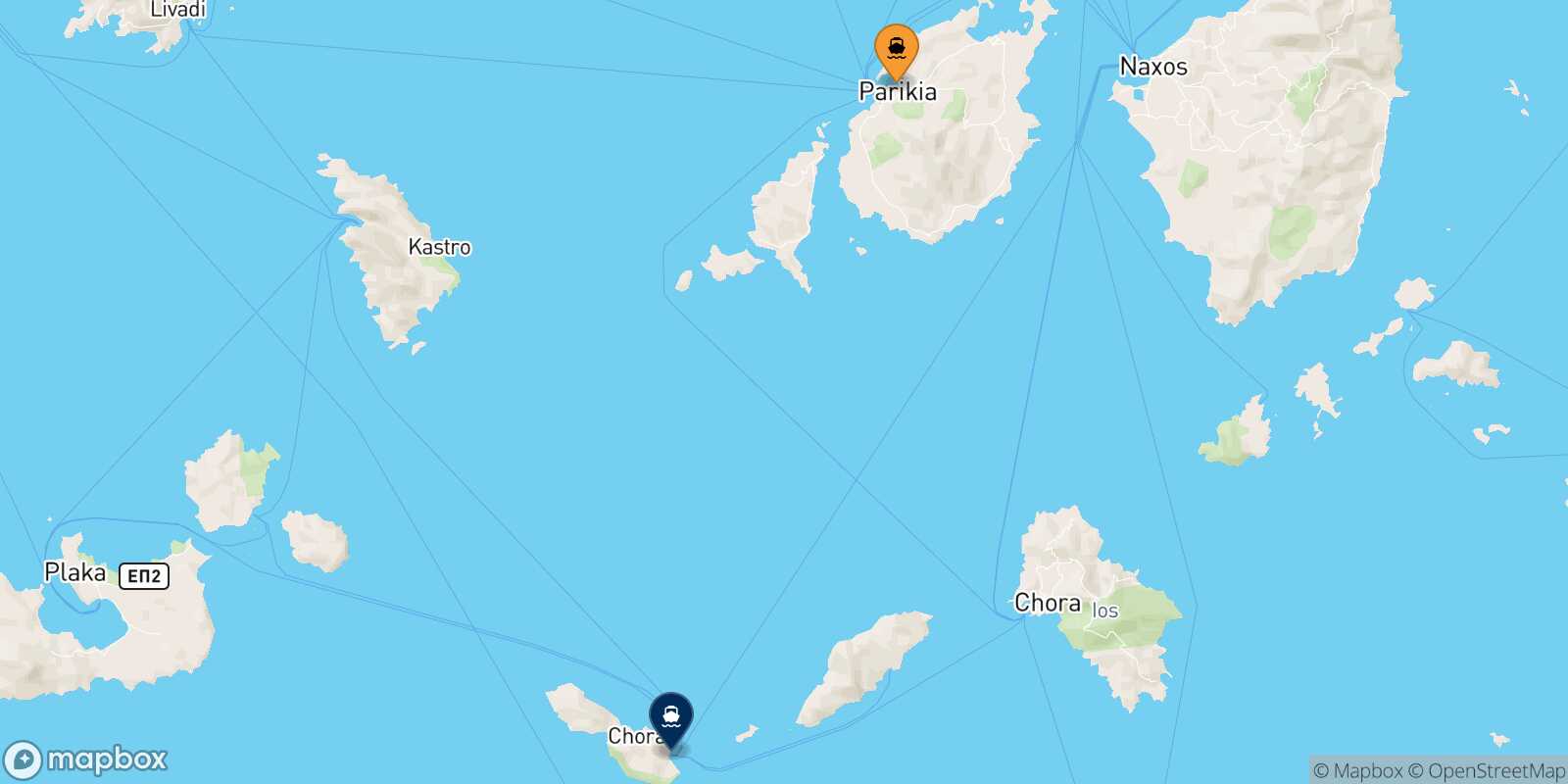 Carte des traverséesParos Folegandros