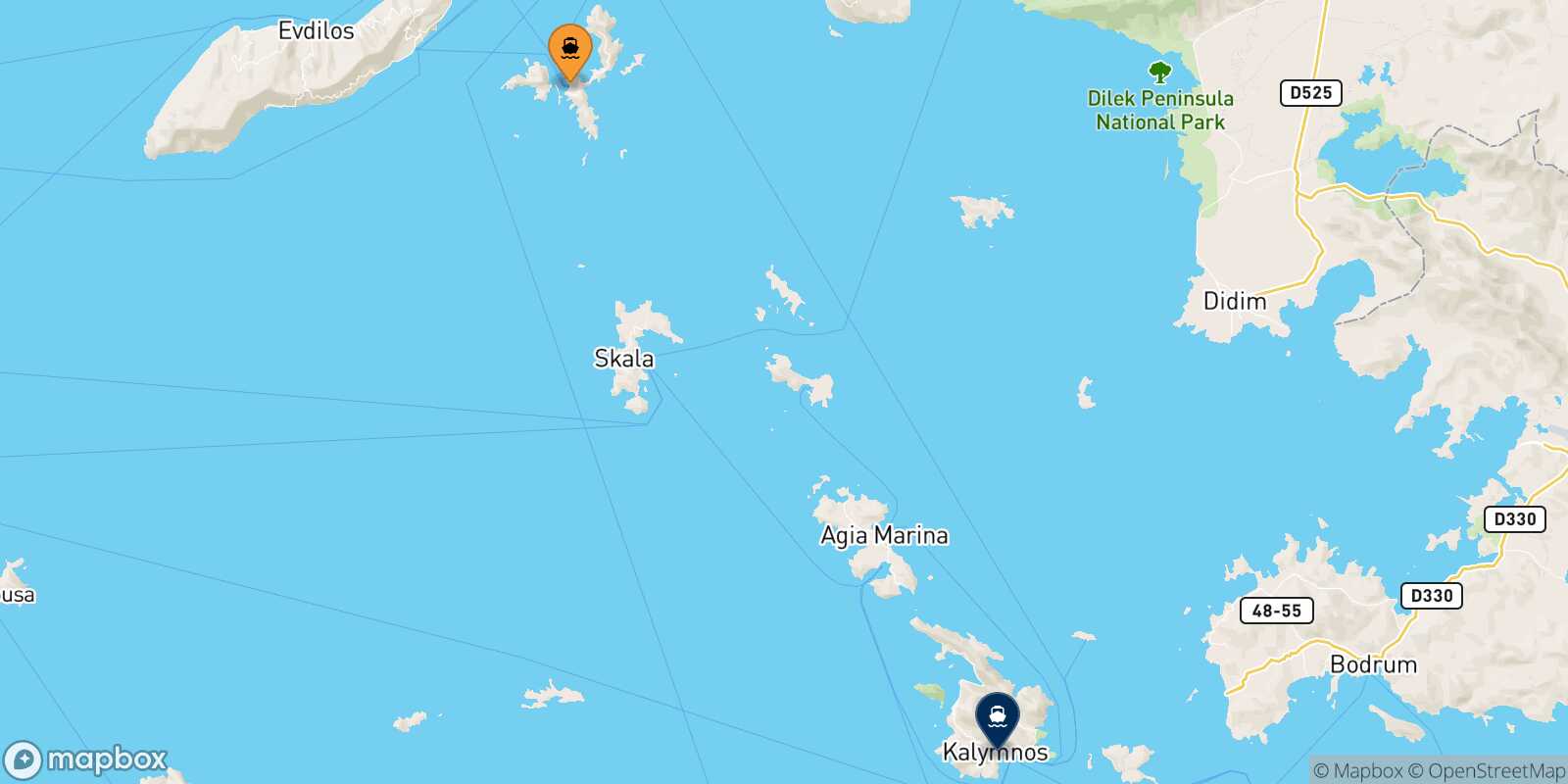 Carte des traverséesFourni Kalymnos
