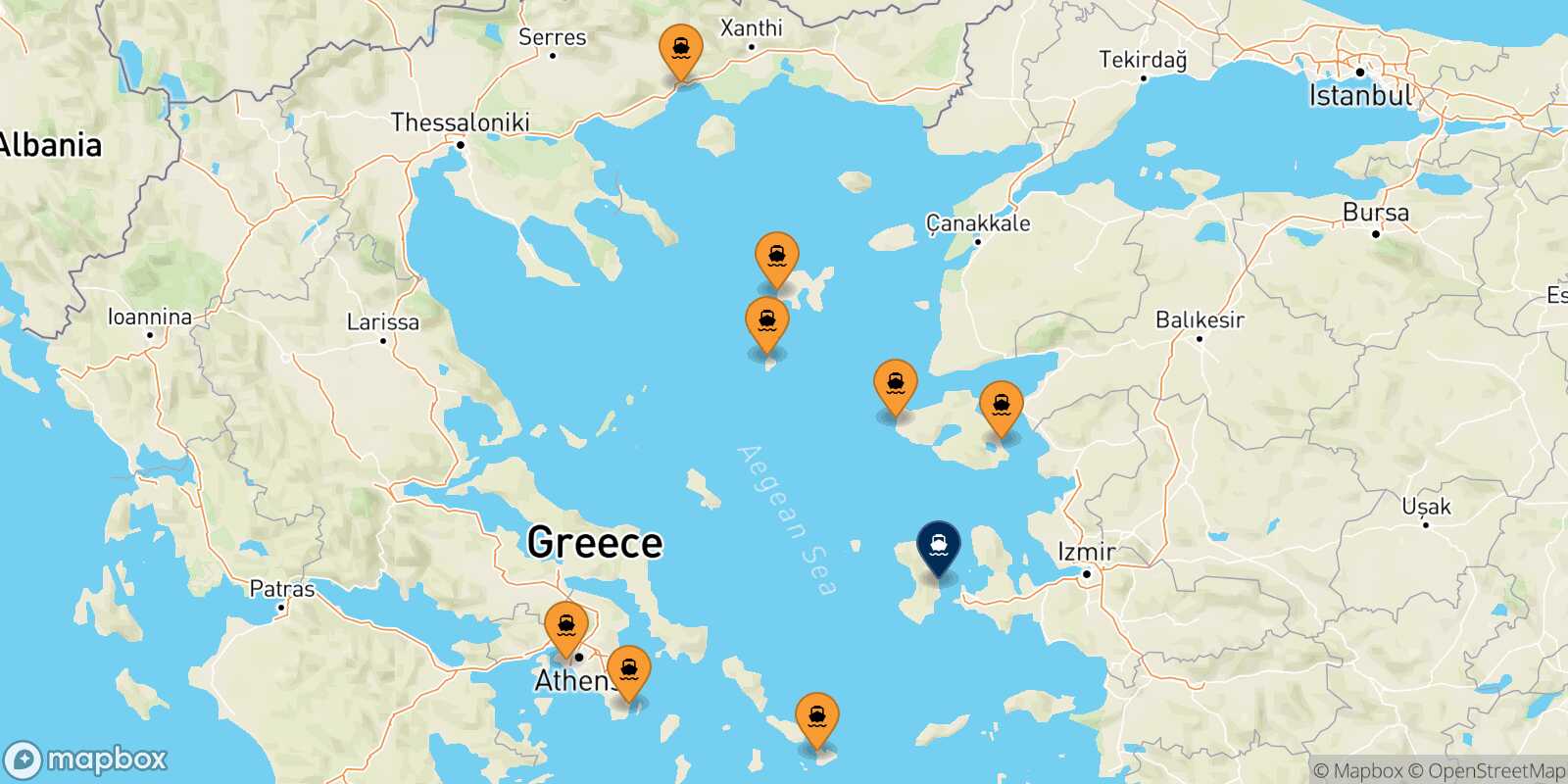 Carte des ports  Mesta Chios