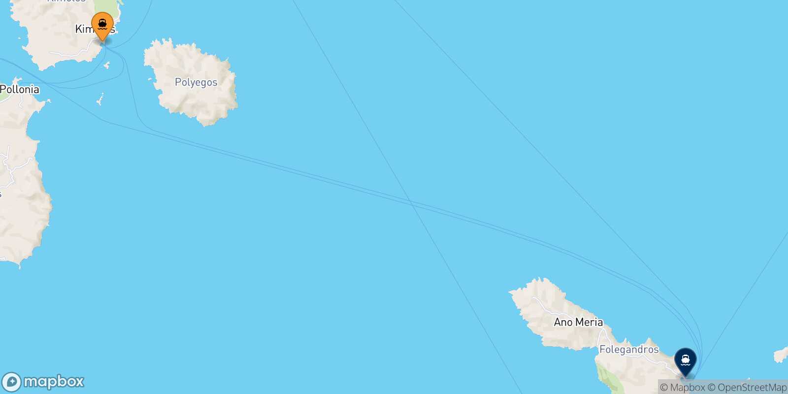 Carte des traverséesKimolos Folegandros