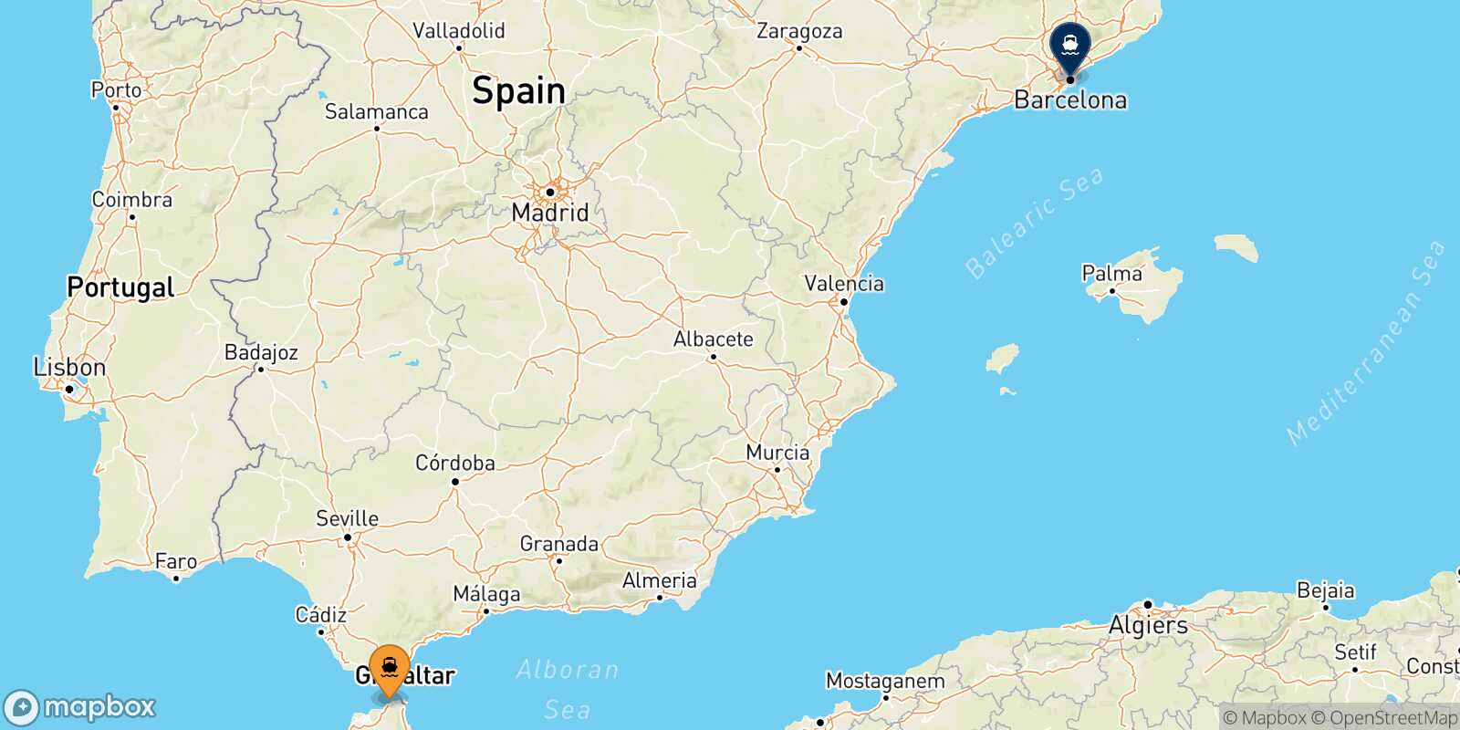 Carte des traverséesTanger Med Barcelone