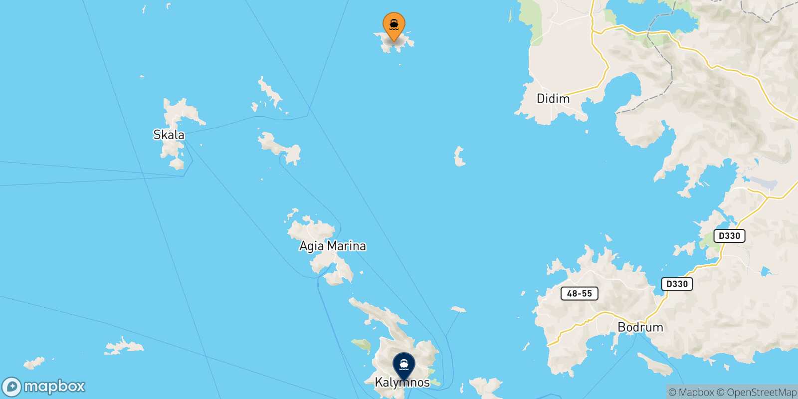 Carte des traverséesAgathonissi Kalymnos