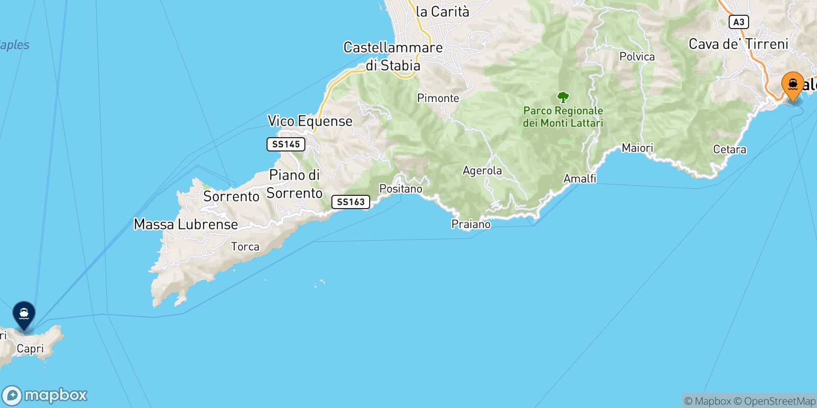 Carte des traverséesSalerne Capri