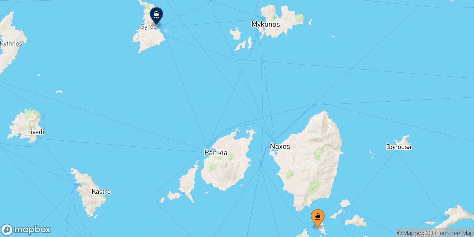 Carte des traverséesSchinoussa Syros