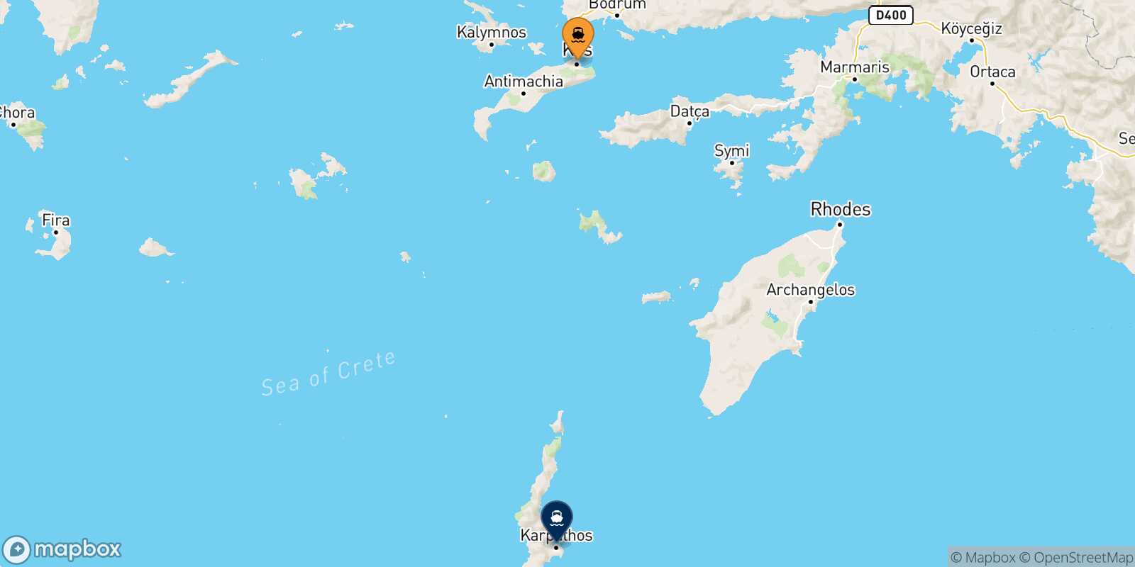 Carte des traverséesKos Karpathos