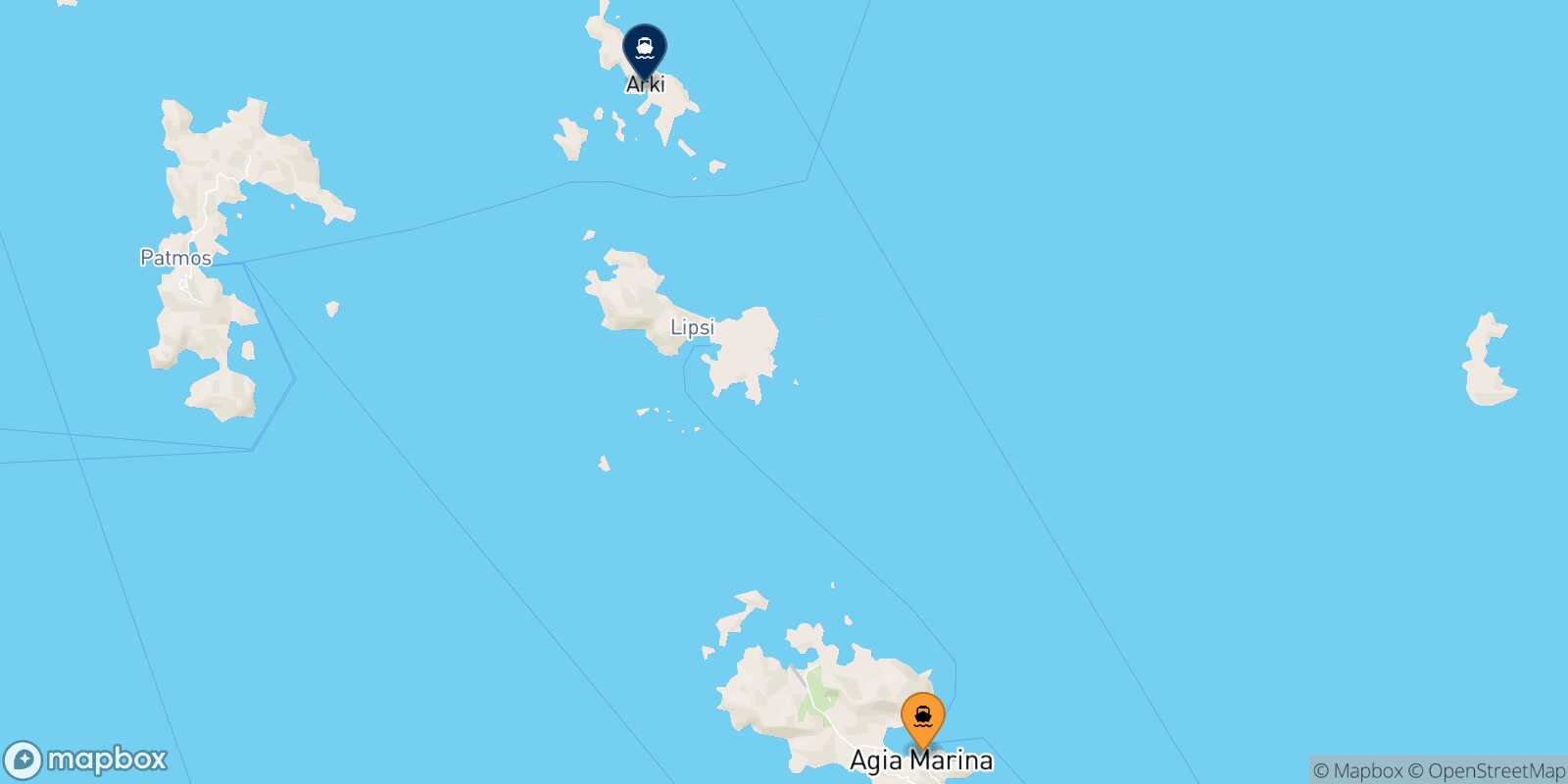 Carte des traverséesAgia Marina (Leros) Arkyi