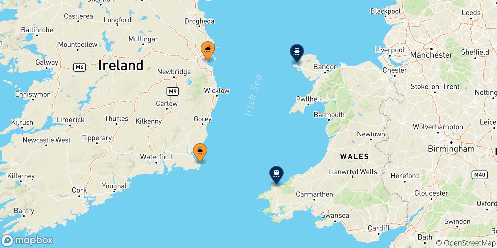 Carte des ports  Pays De Galles