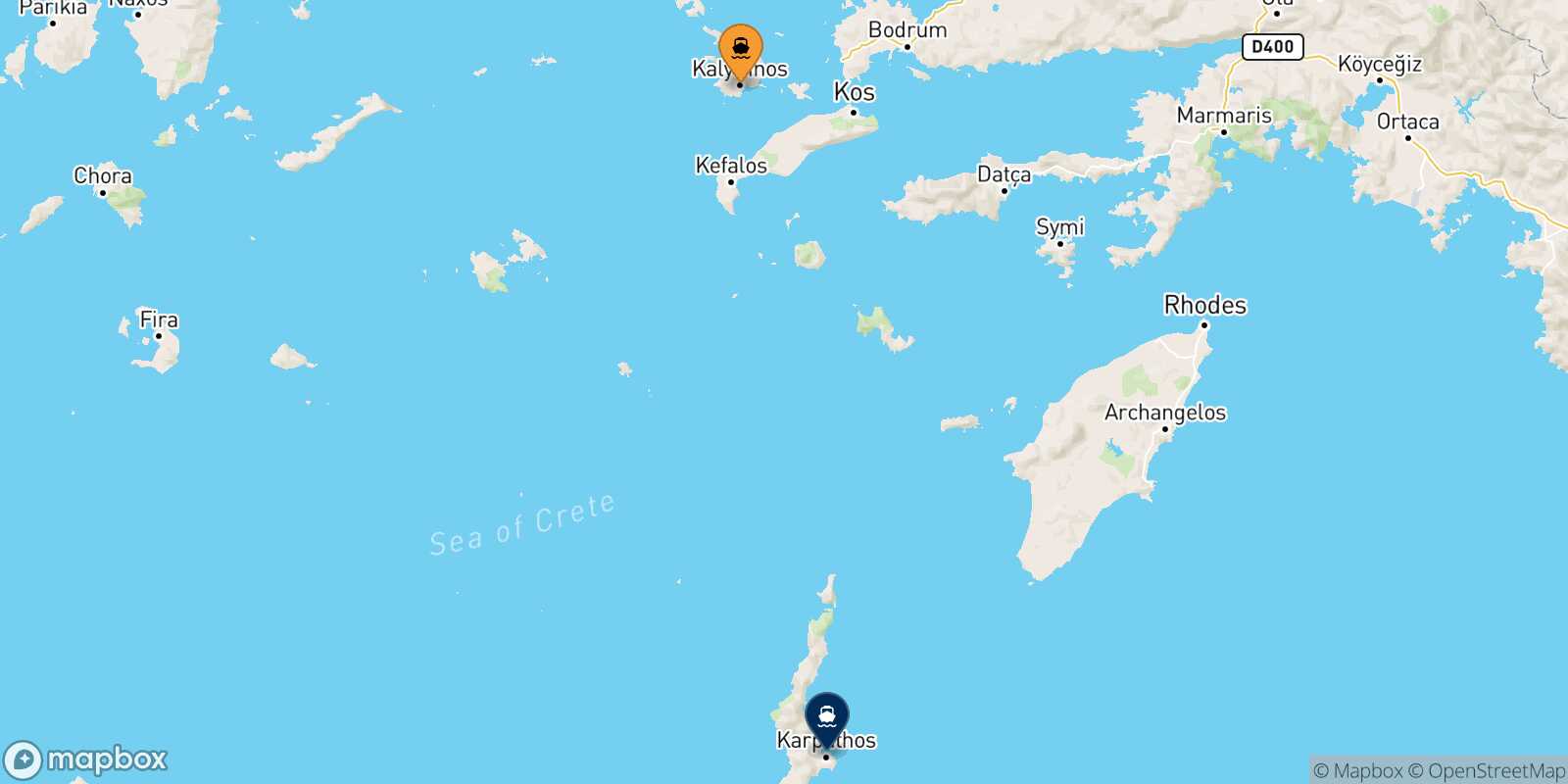 Carte des traverséesKalymnos Karpathos