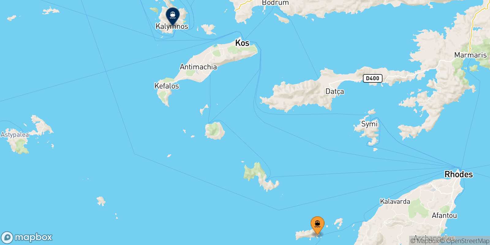 Carte des traverséesChalki Kalymnos