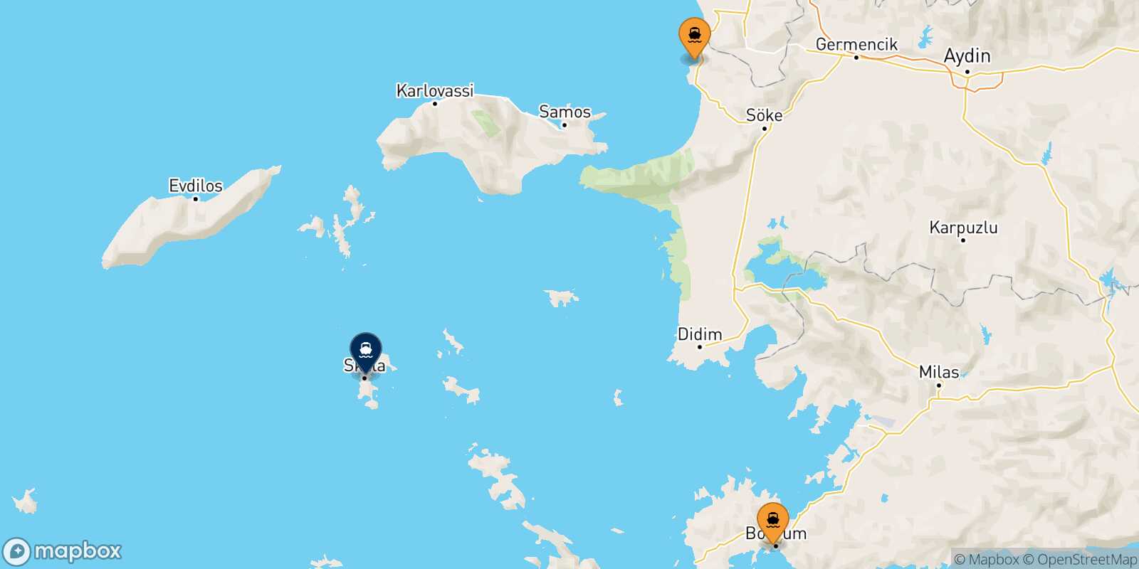 Carte des ports  Patmos