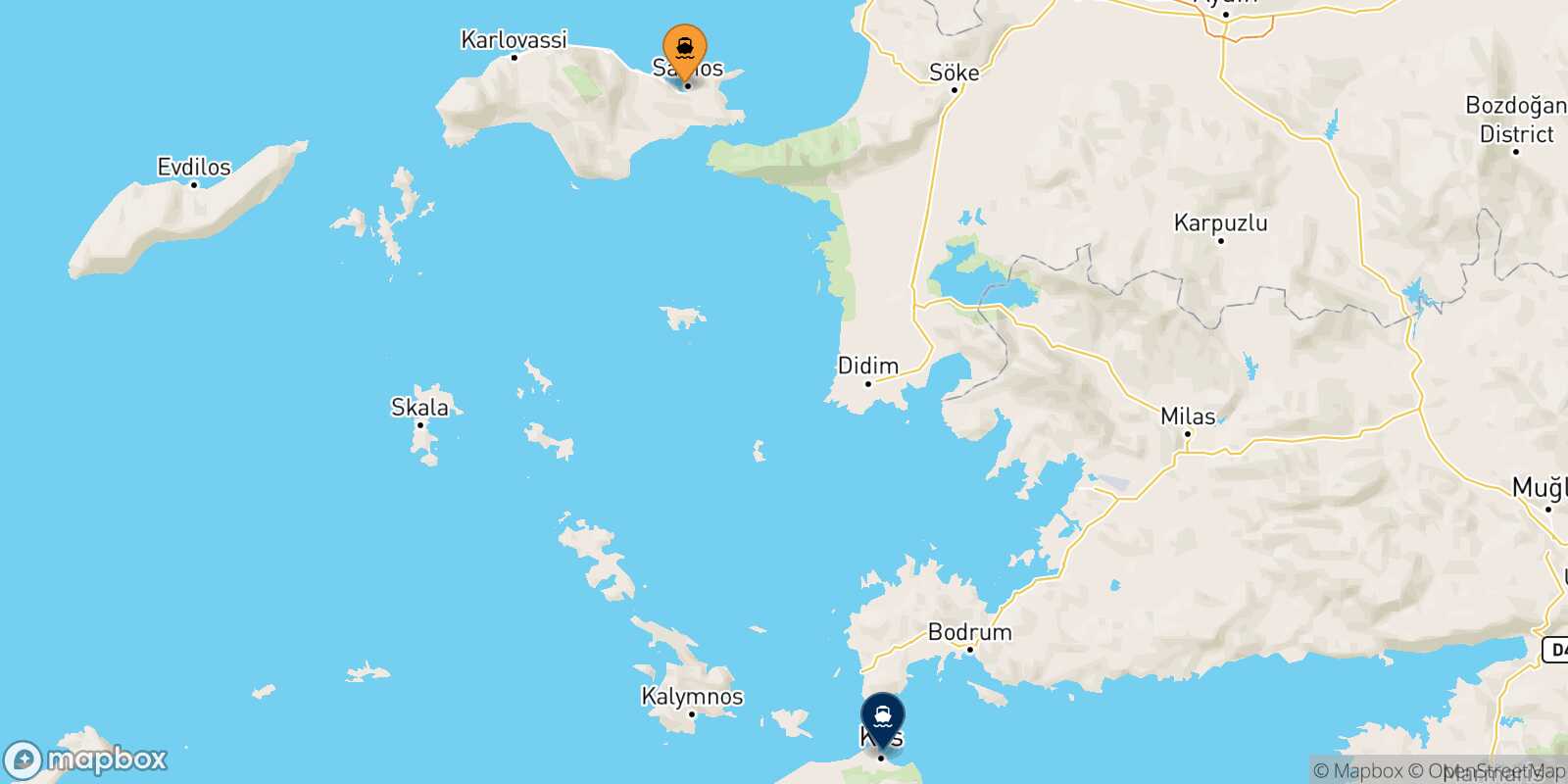 Carte des traverséesVathi (Samos) Kos
