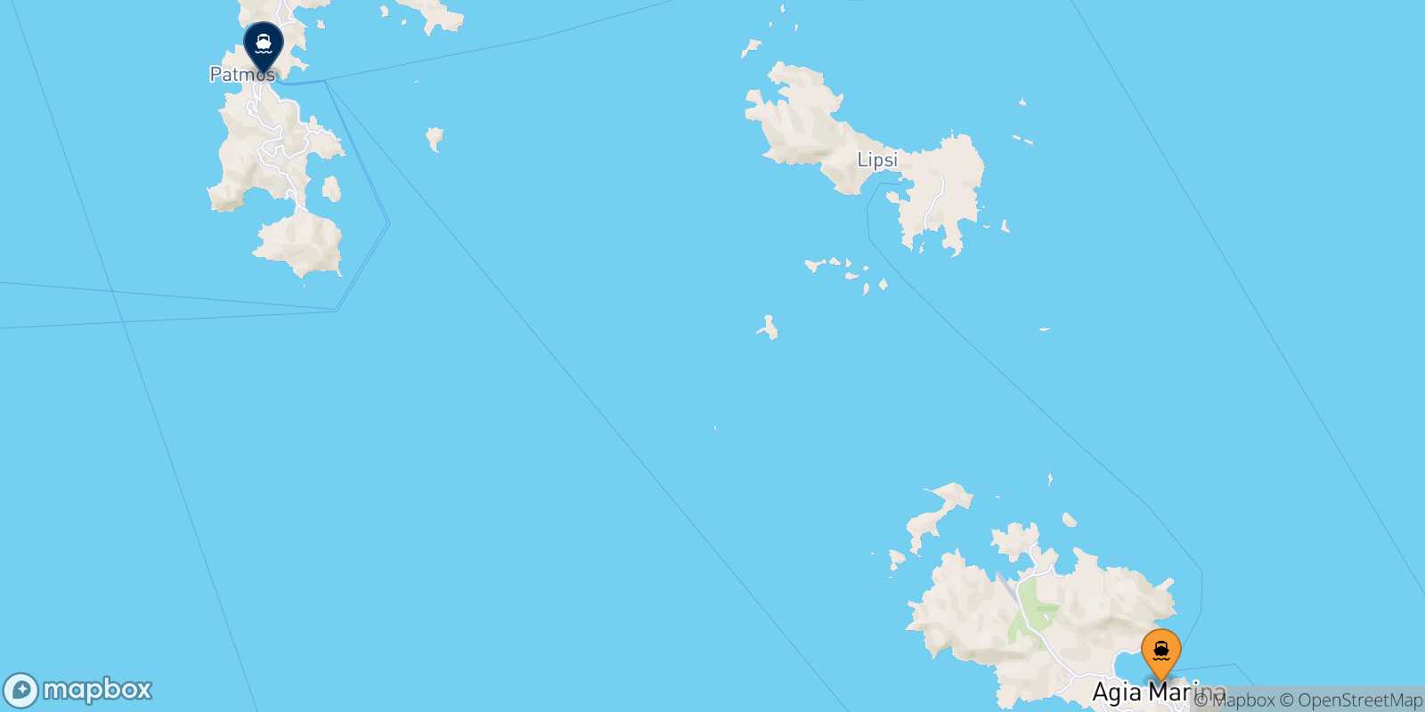 Carte des traverséesLeros Patmos