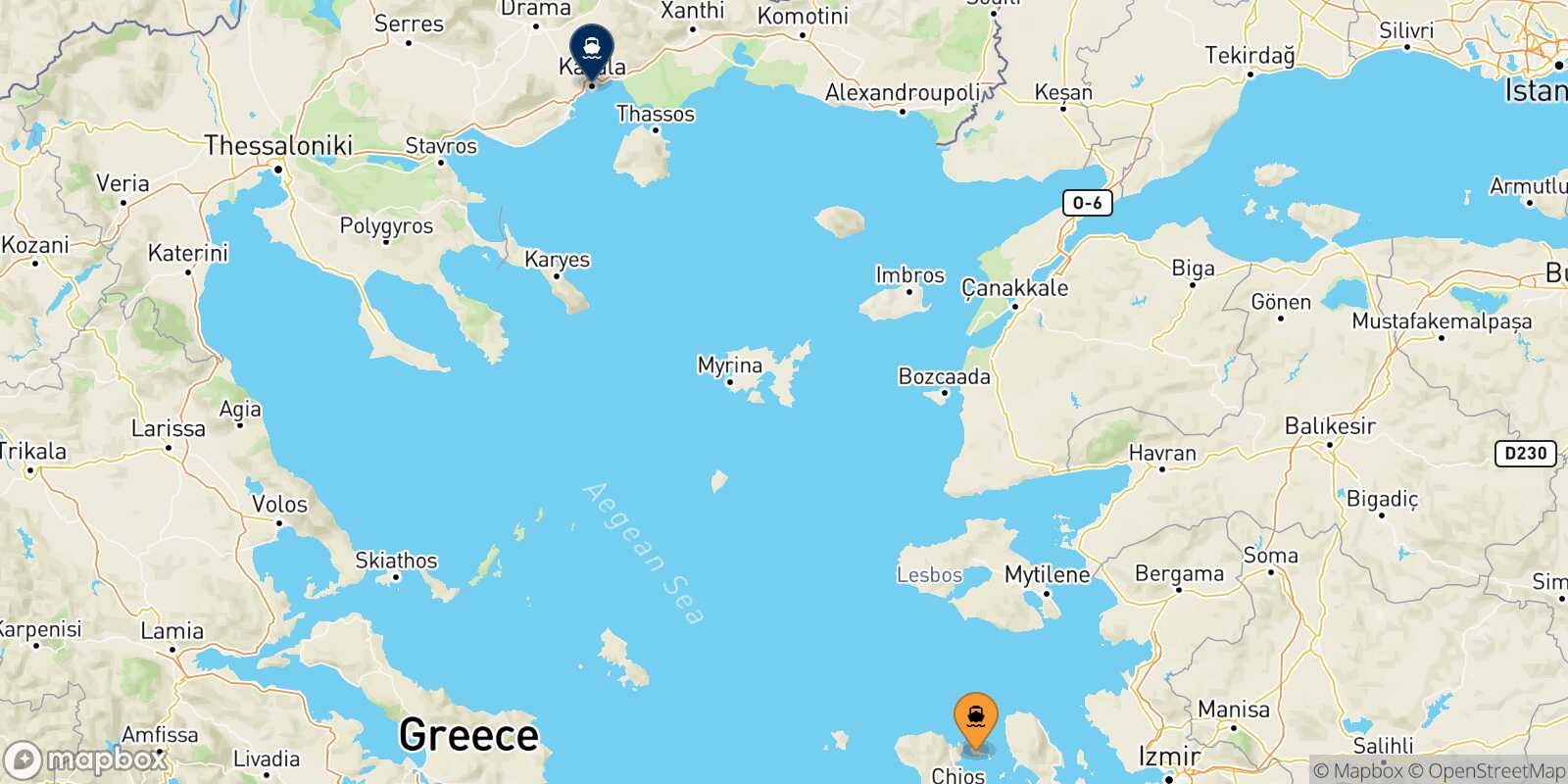 Carte des traverséesInousses Kavala