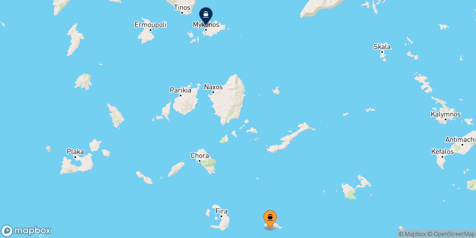Carte des traverséesAnafi Mykonos