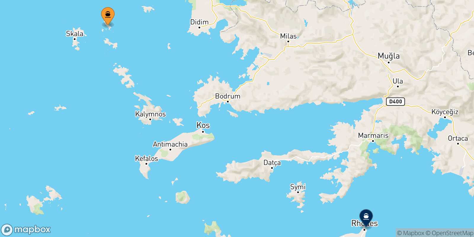 Carte des traverséesArkyi Rhodes