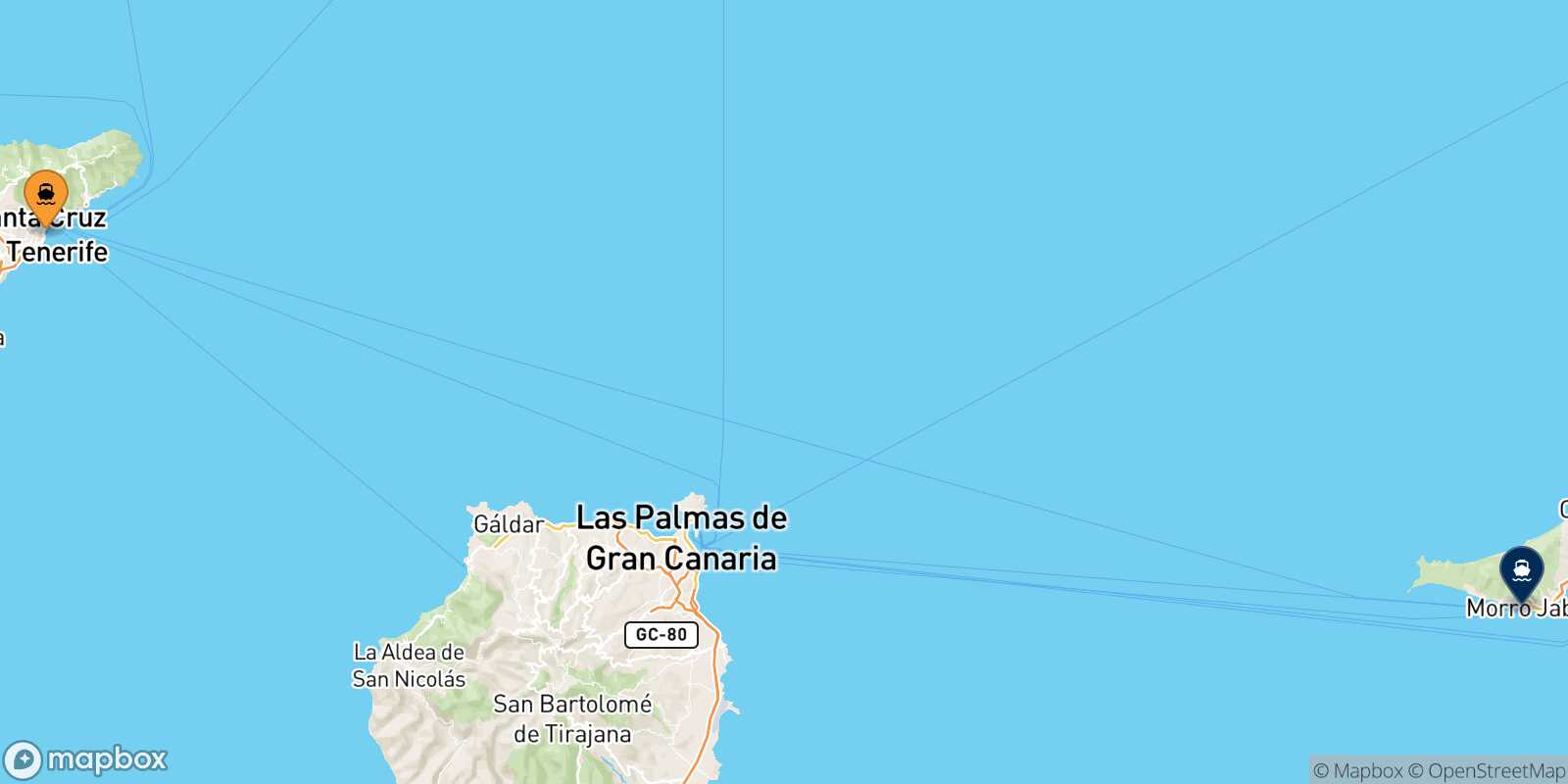 Carte des traverséesSanta Cruz De Tenerife Morro Jable (Fuerteventura)