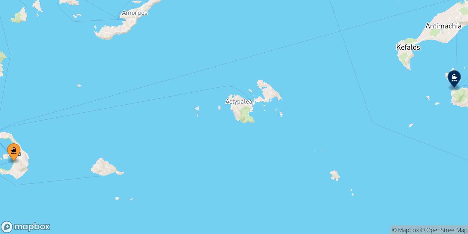 Carte des traverséesThera (Santorin) Nisyros