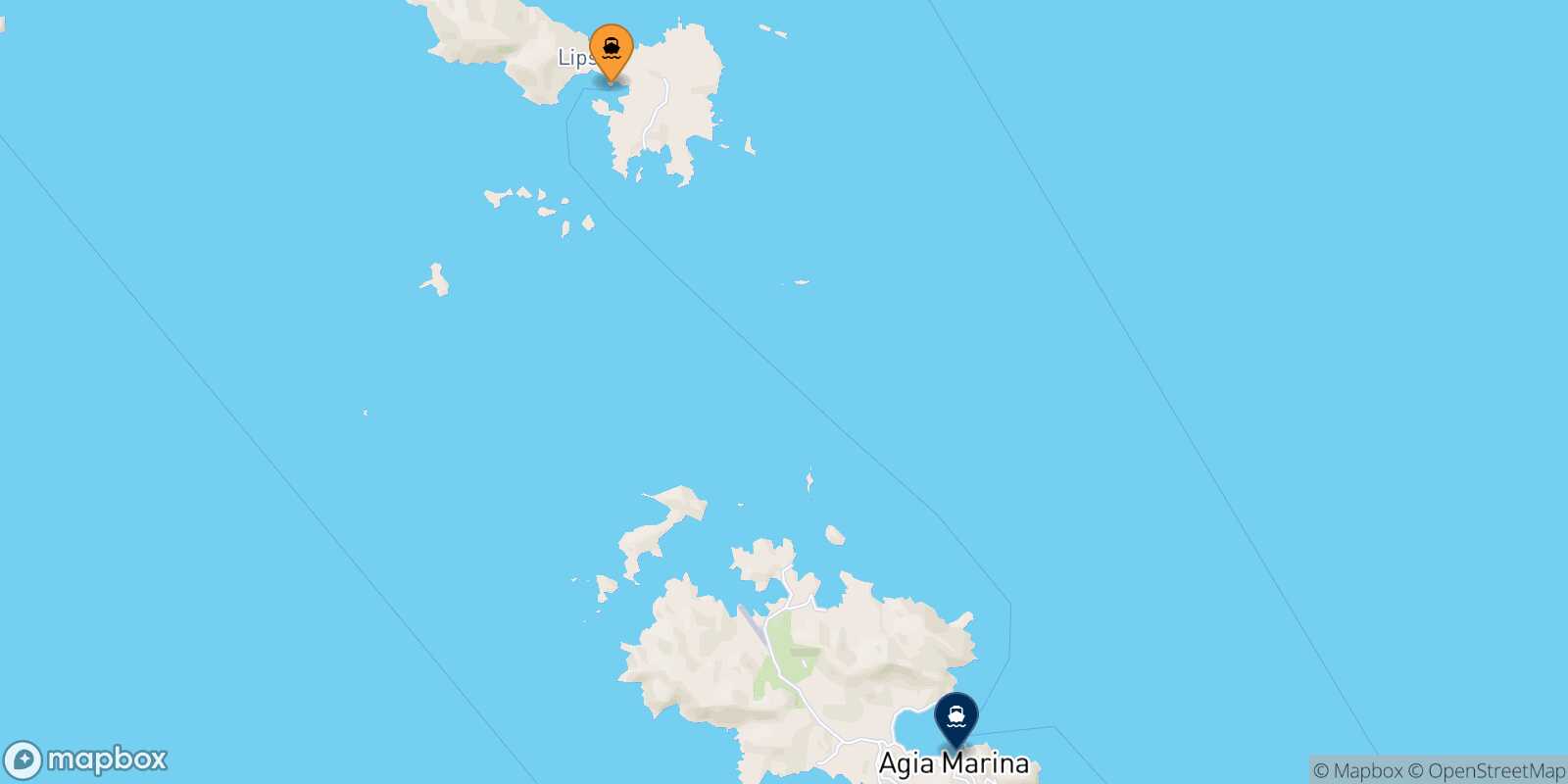 Carte des traverséesLipsi Agia Marina (Leros)