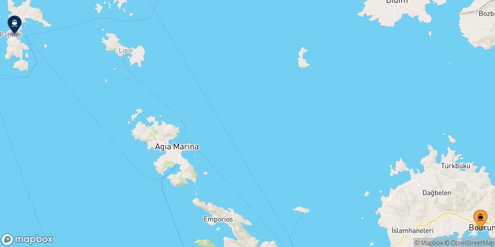 Carte des traverséesBodrum Patmos