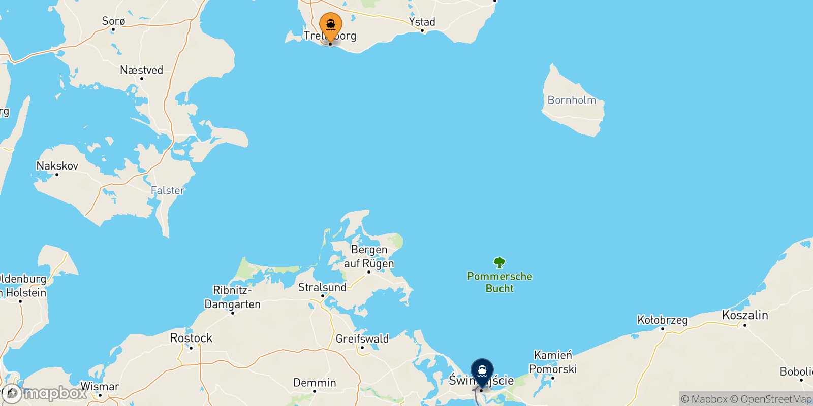 Carte des traverséesMalmö Swinoujscie