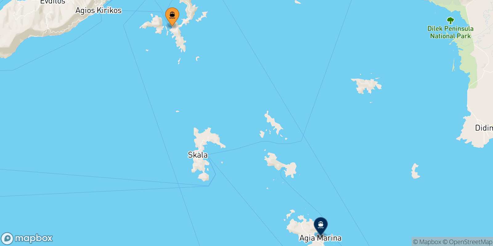 Carte des traverséesFourni Leros