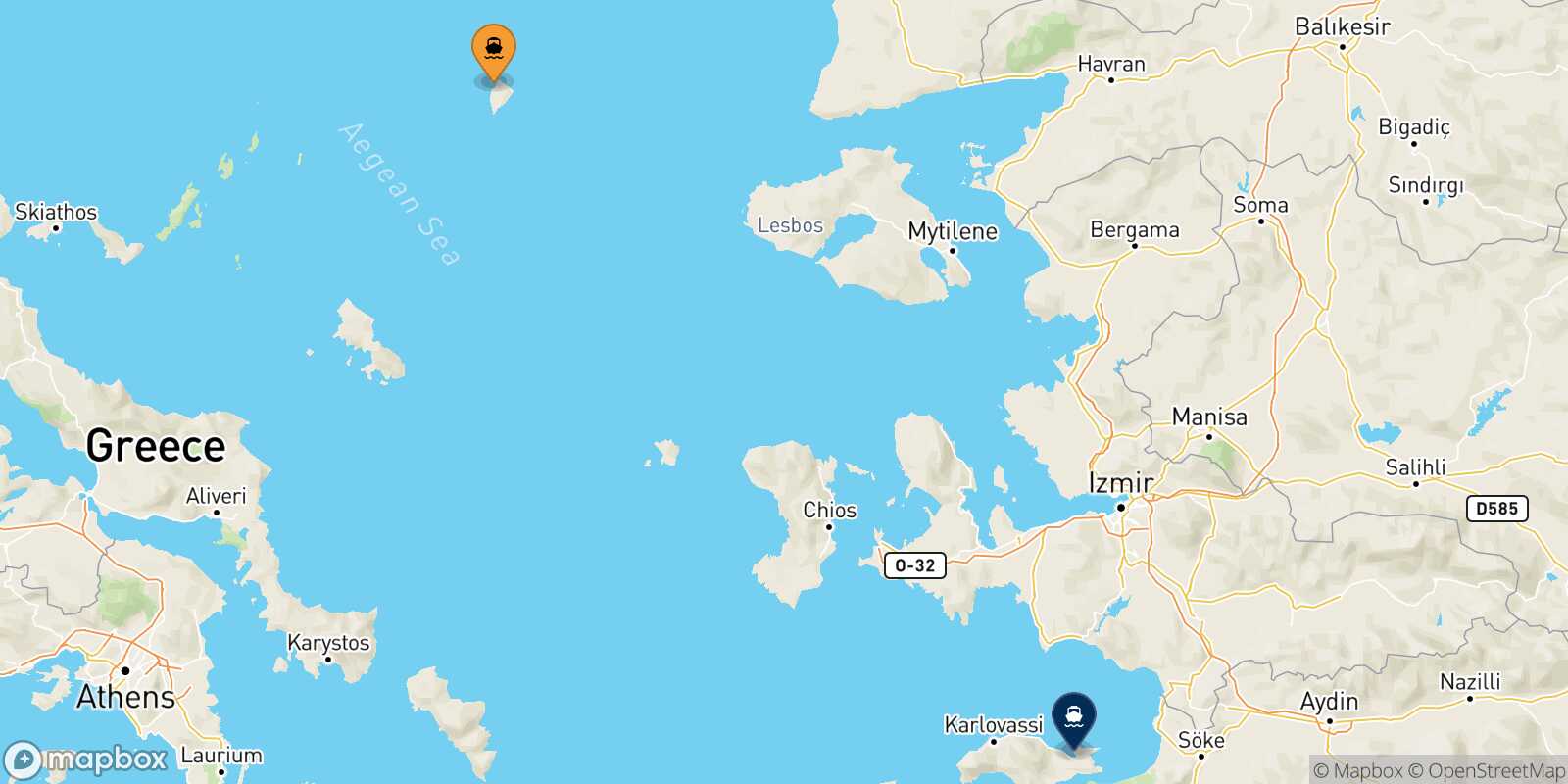Carte des traverséesAgios Efstratios Vathi (Samos)