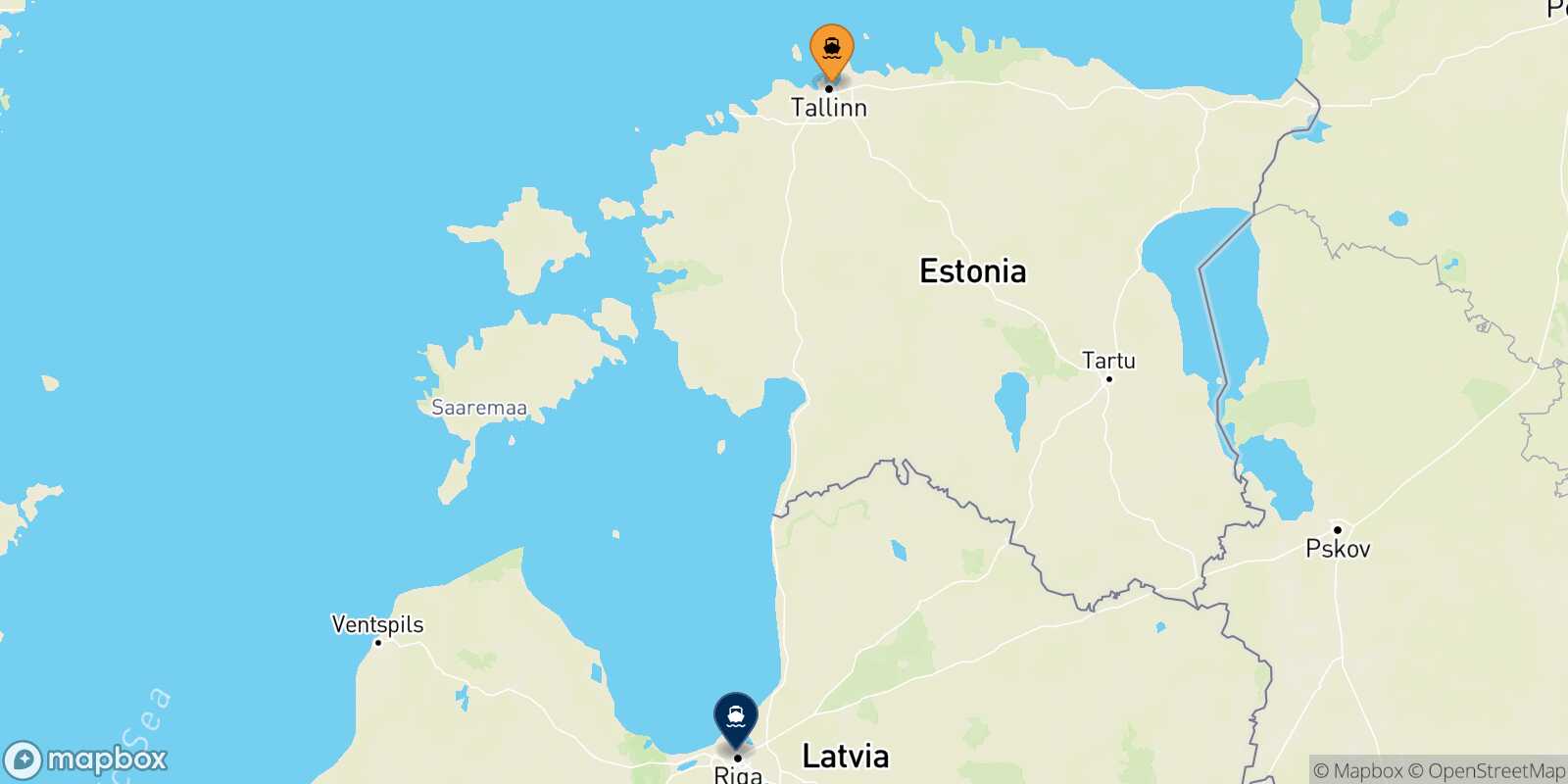 Carte des traverséesTallinn Riga