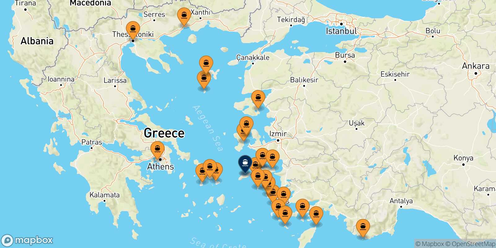 Carte des ports  Agios Kirikos (Ikaria)