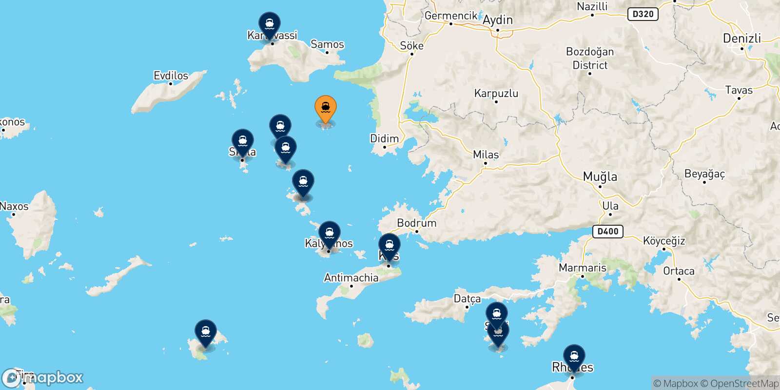 Carte des destinations de Agathonissi