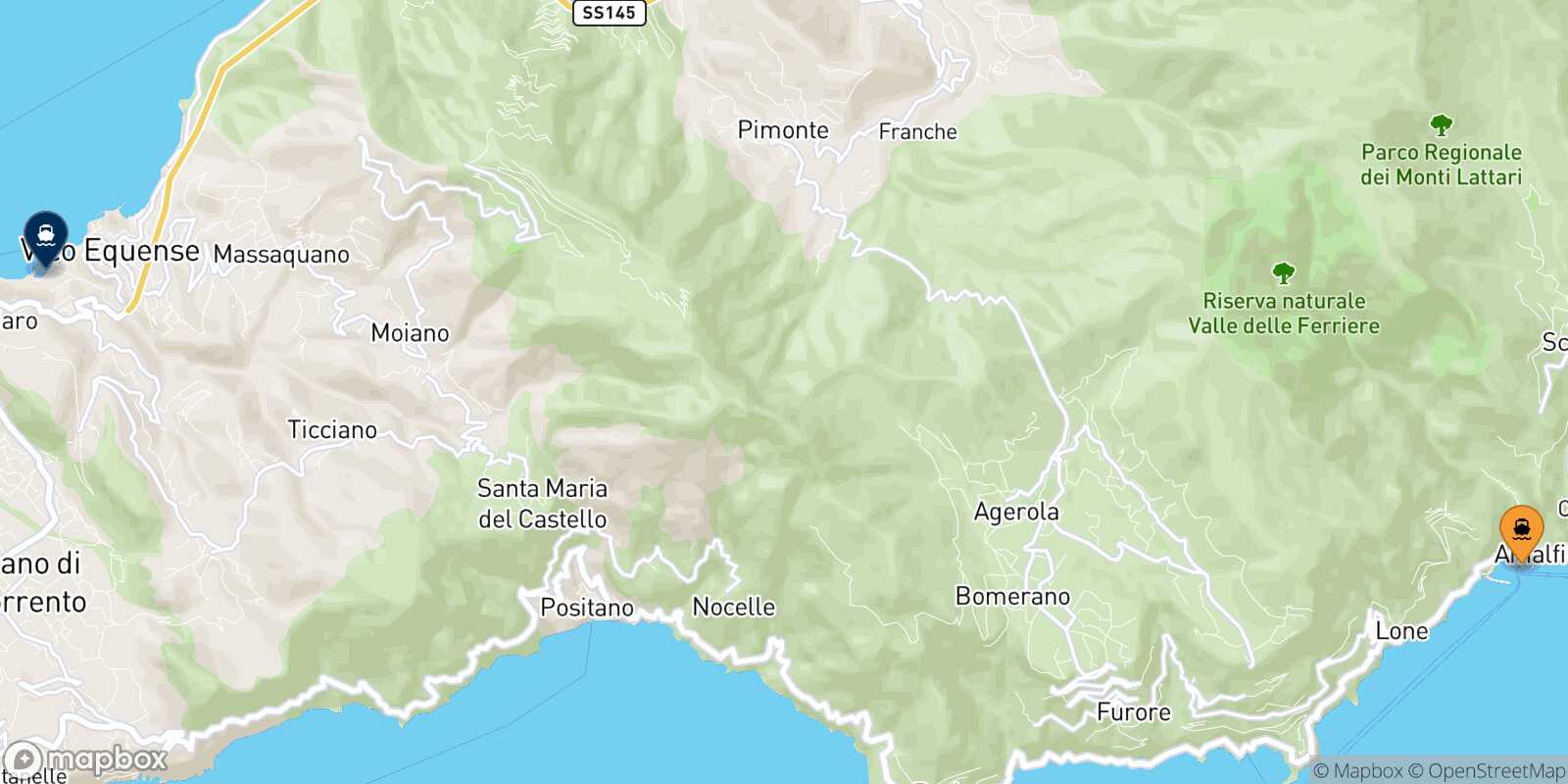 Carte des traverséesAmalfi Seiano