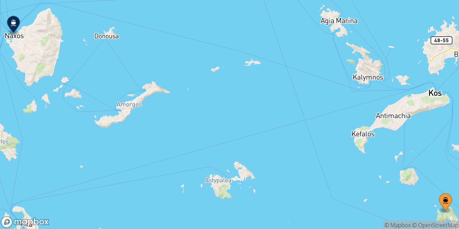 Carte des traverséesTilos Naxos
