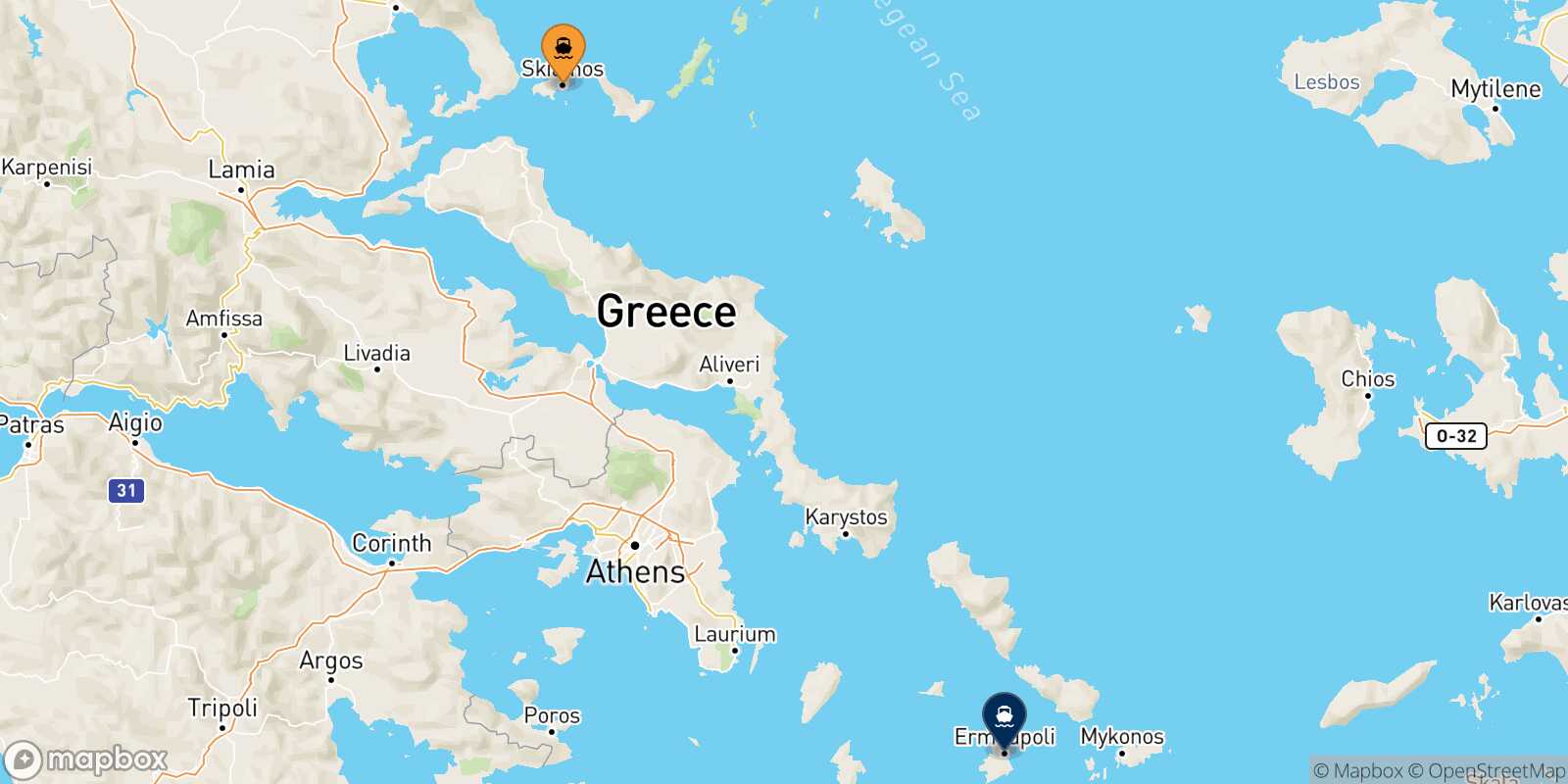 Carte des ports  Syros