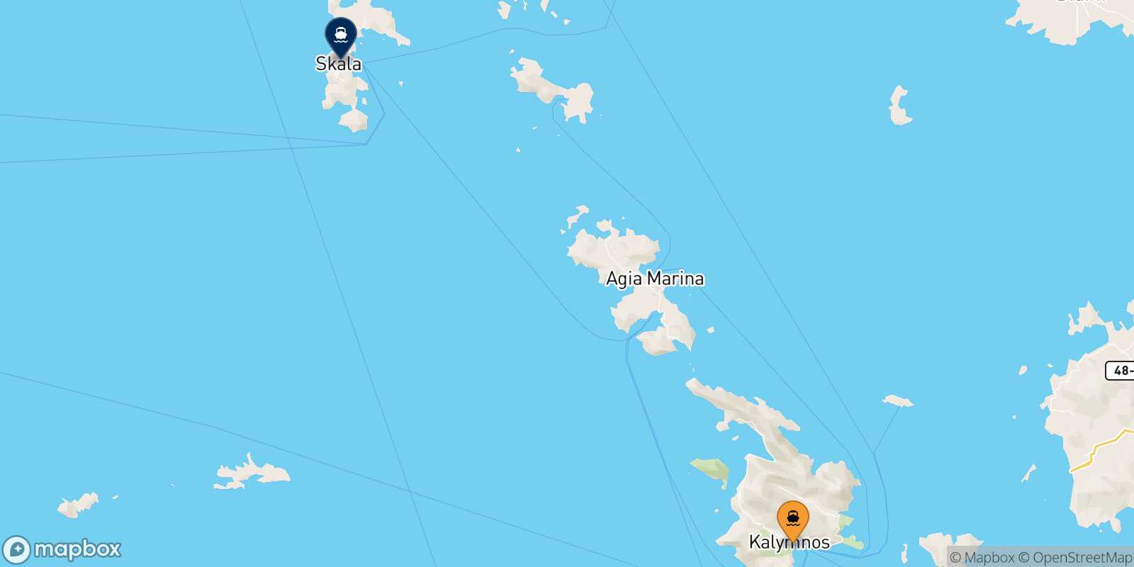 Carte des traverséesKalymnos Patmos