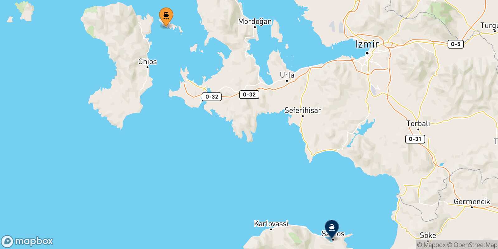 Carte des traverséesInousses Vathi (Samos)