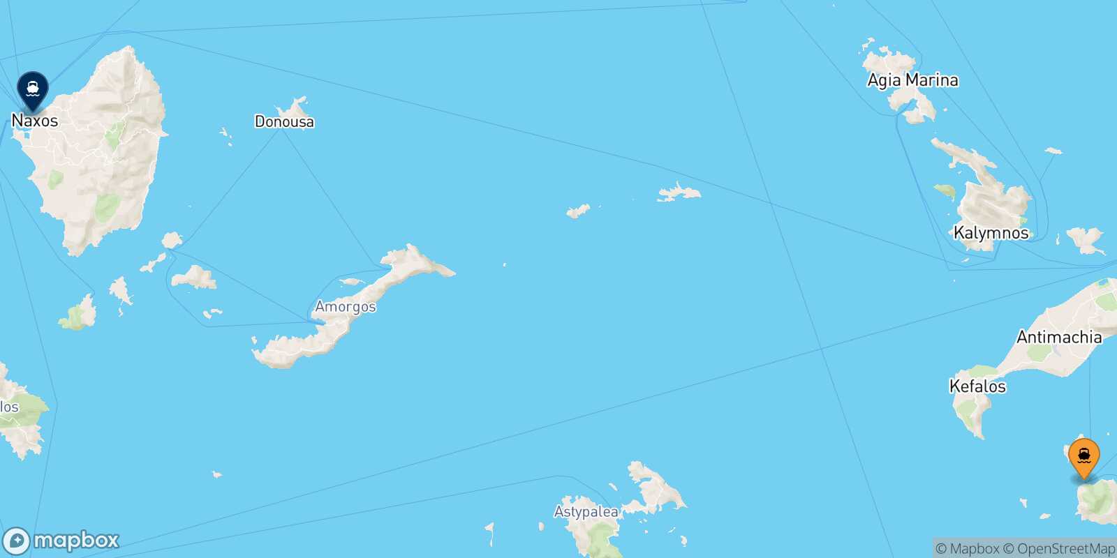 Carte des traverséesNisyros Naxos