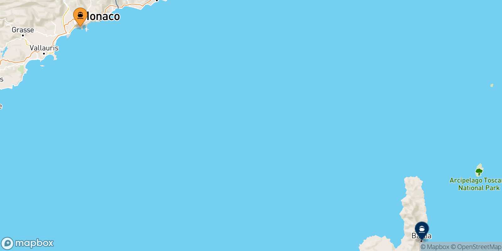 Carte des traverséesNice Bastia
