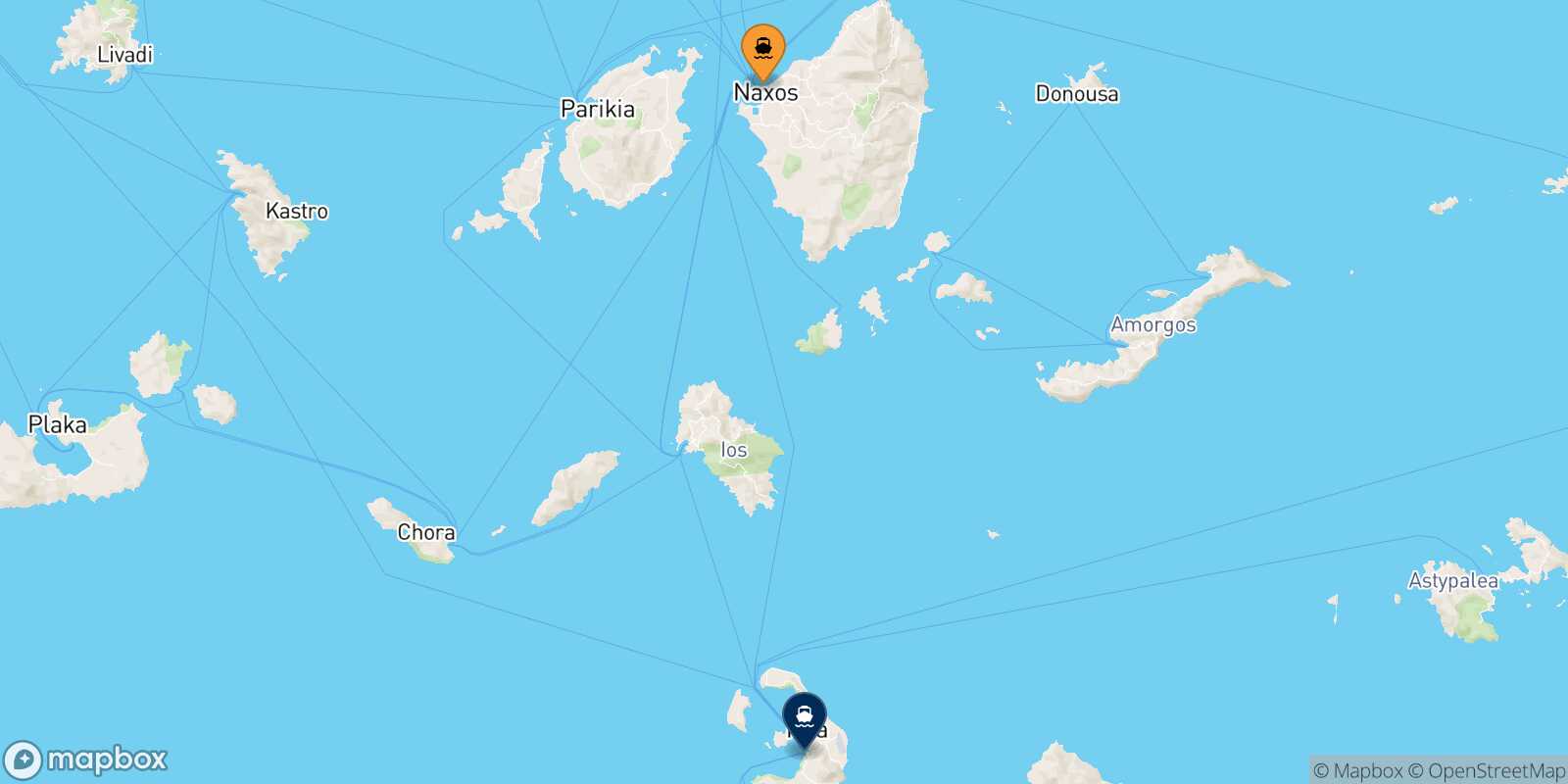 Carte des traverséesNaxos Thera (Santorin)