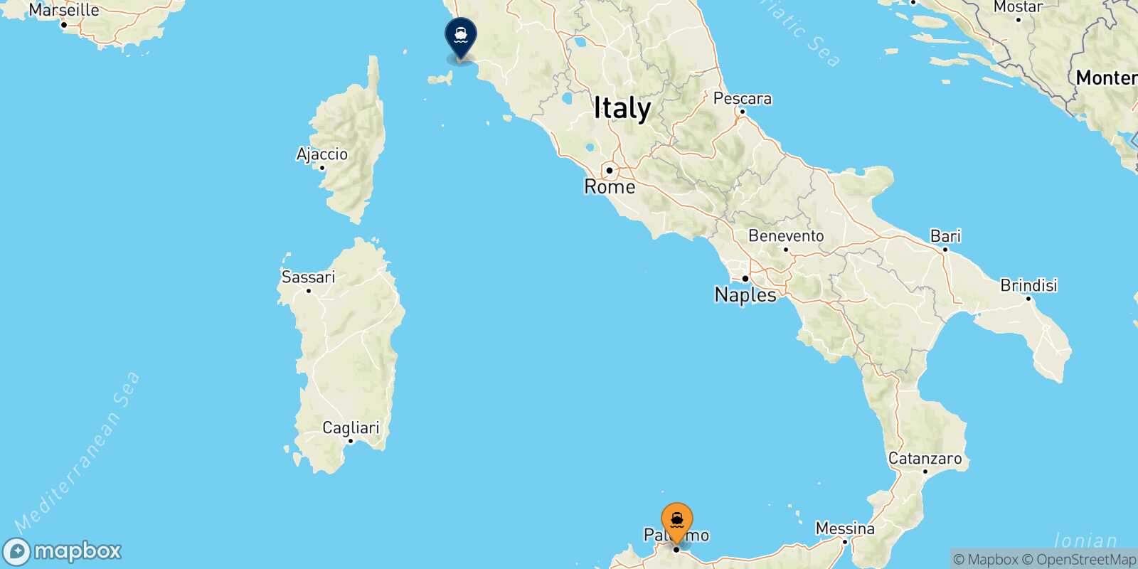 Carte des ports  Piombino