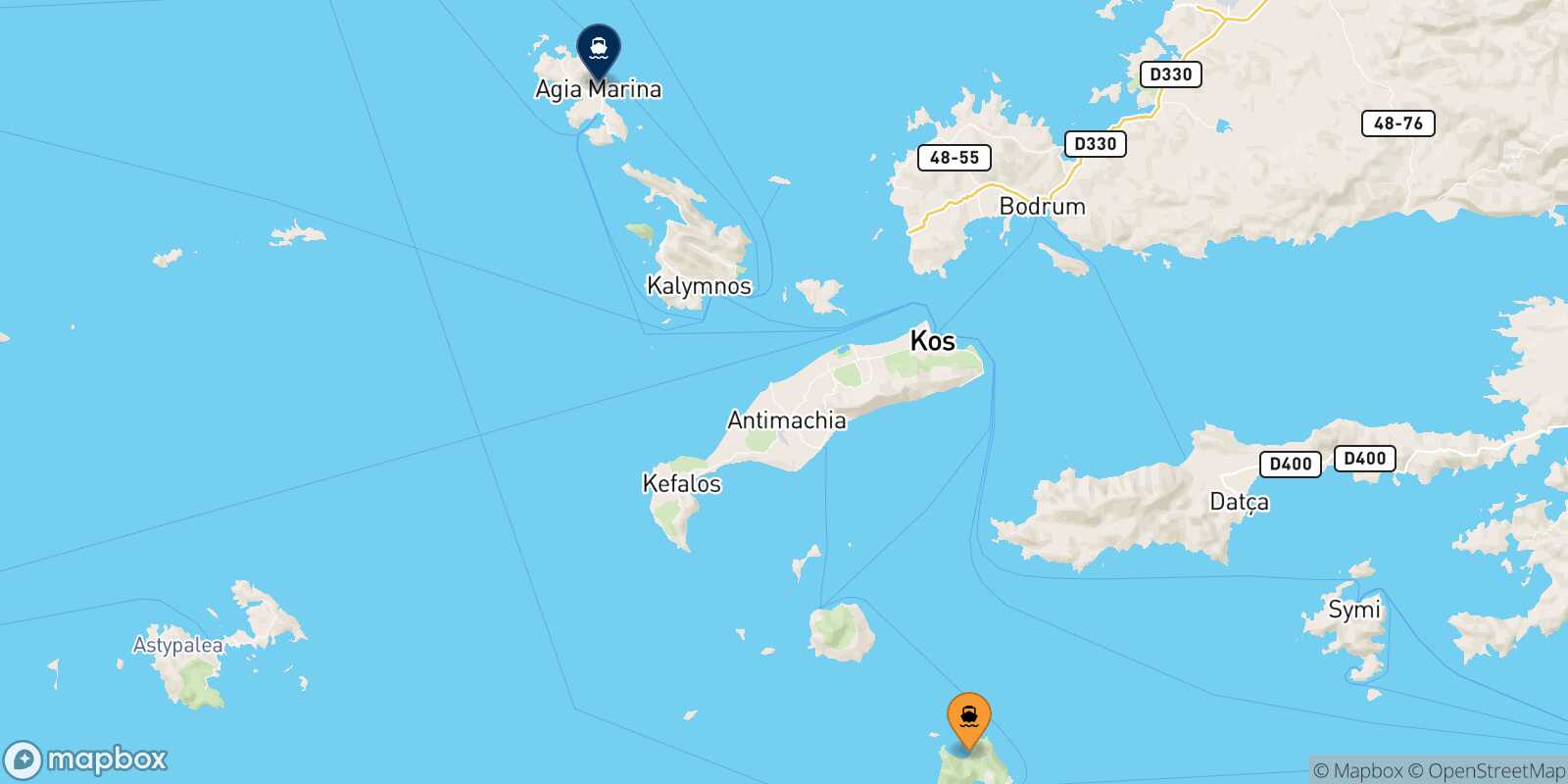 Carte des traverséesTilos Leros